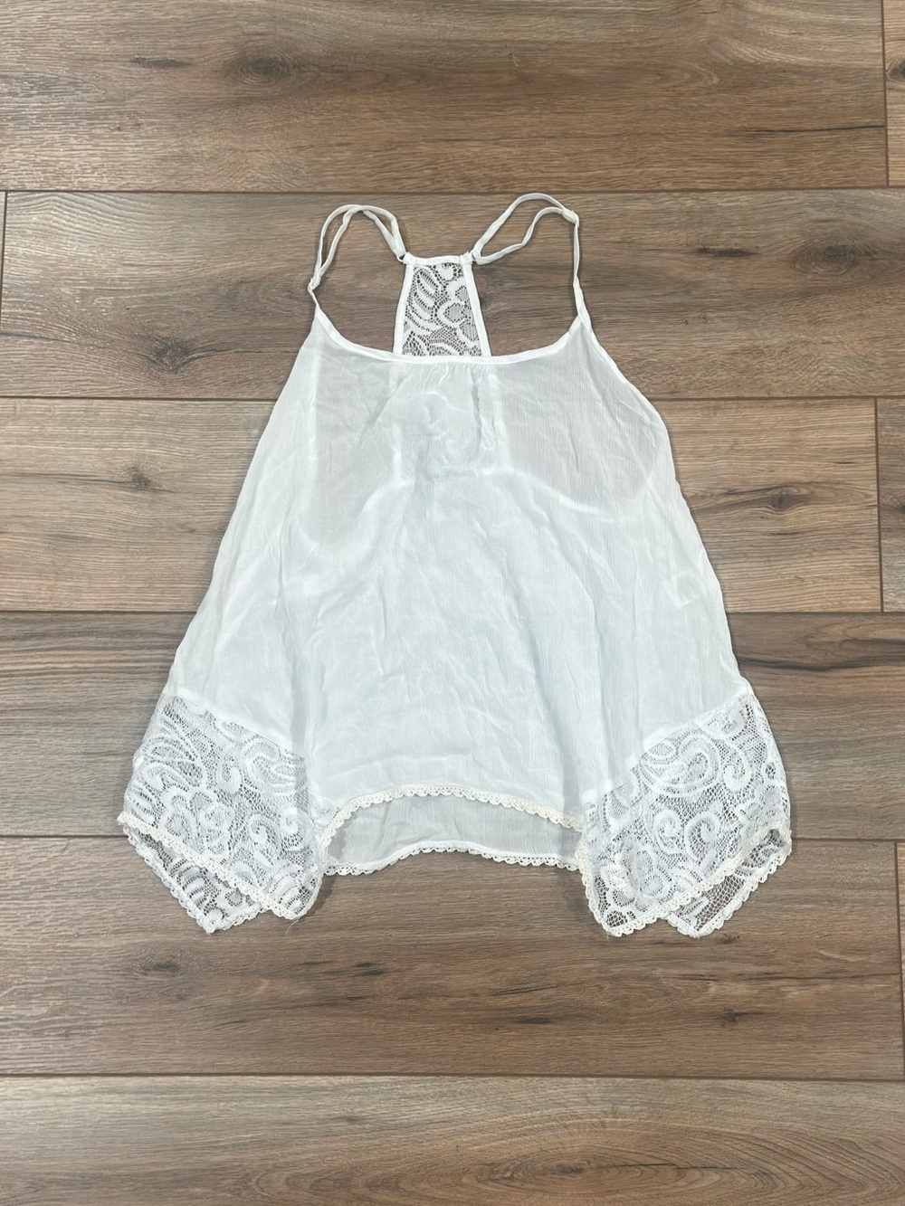 LINEA DONATELLA Vintage 90s Boho Y2k White Lace Trim Cami Tank Top | Size Small